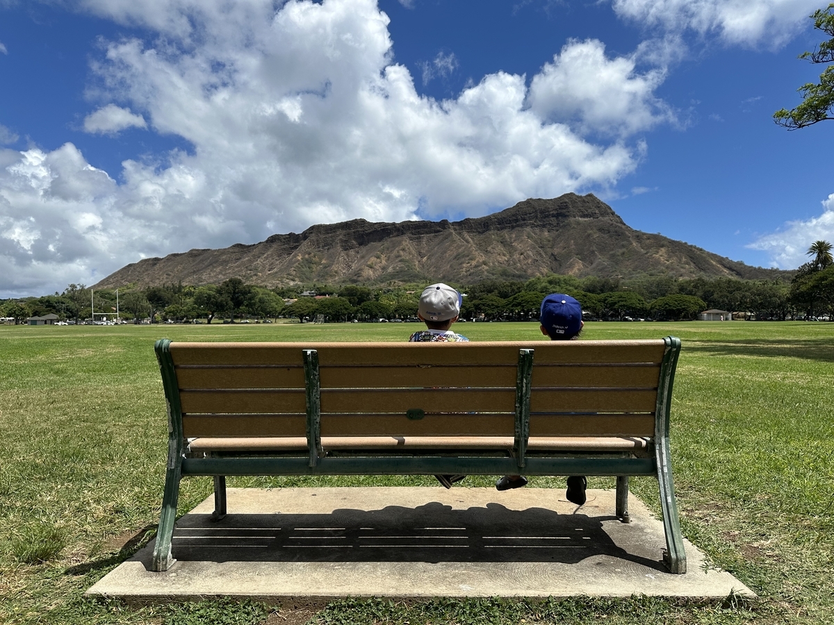 カピオラニ公園から見たダイヤモンドヘッドと青空の絶景